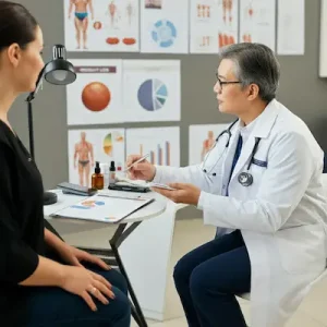 Weight Loss: A doctor consulting a patient about personalized weight loss strategies, diet plans, and treatment options for effective fat reduction